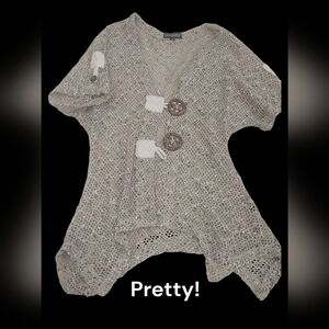 *0238 Ultimate fish net sweater tunic top Women Small